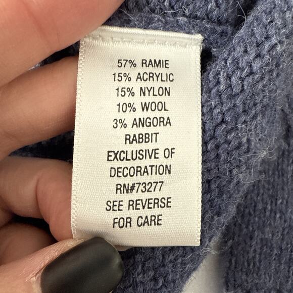 Women's Petite S Christmas Wool Blend Embroidered Snowmen Full Zip Cardigan Blue - Picture 5 of 10